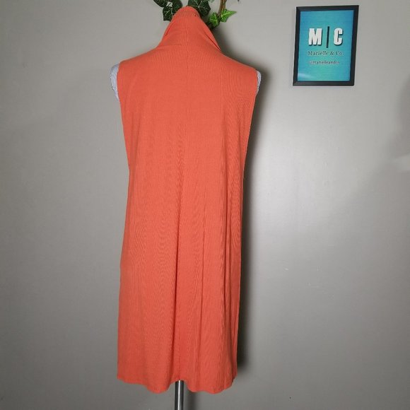Reformation Cali Ribbed Orange Mock Neck Dress - Picture 5 of 11